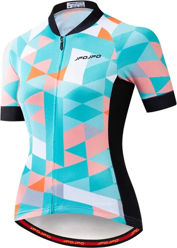 Vista 16 de Camiseta de ciclismo para mujer, manga corta y pantalones cortos de ciclismo acolchados para verano