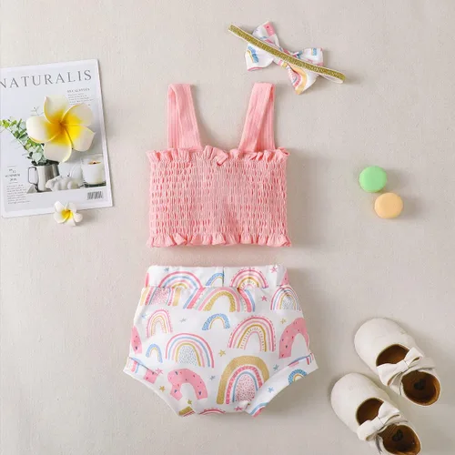 Vista 3 de PadaGooder Traje de verano para bebé niña, traje de arcoíris para bebé niña