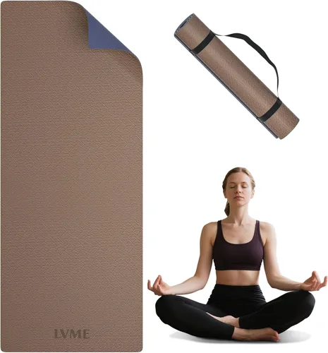 Vista 11 de Yoga Mat Non Slip, Anti-Tear 1/4" & 2/5" Thick TPE Yoga Mats for Women and Men, a stylish and practical dual-tone yoga mat.72"x24" Exercise &