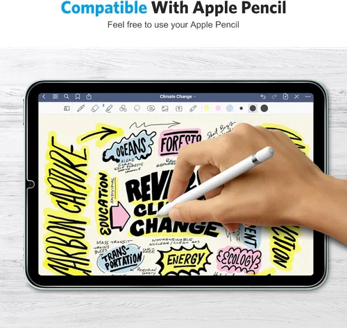 Vista 3 de OMOTON Paquete de 3 protectores de pantalla para iPad Mini 7/6 (7ª/6ª generación, 8.3 pulgadas), vidrio templado para iPad Mini A17 Pro 7ª