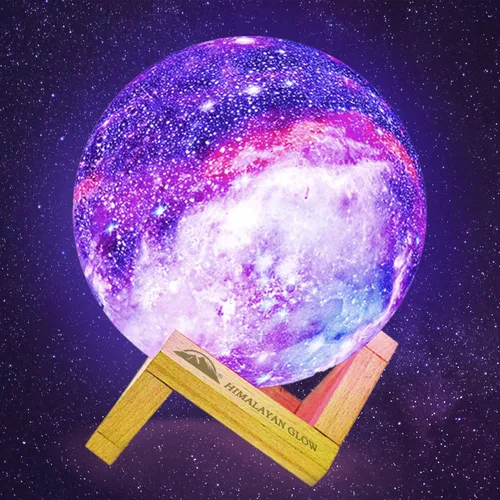 Vista 3 de Himalayan Glow Lámpara de luz nocturna 3D con galaxia y luna, luz de luna NSL de 5.9 pulgadas, 16 colores LED, regalos para niñas, niños, mujeres