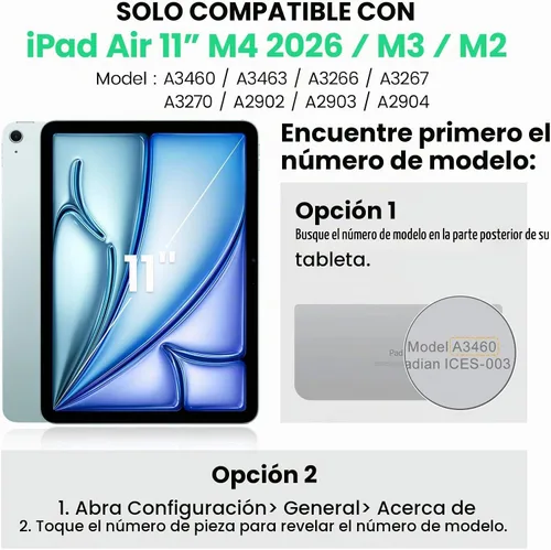 Vista 2 de SEYMAC - Funda para iPad Air de 11 pulgadas M4/M3/M2 (2026/2025/2024), color negro Full-Body Shockproof Protective, Built-in Screen Protector