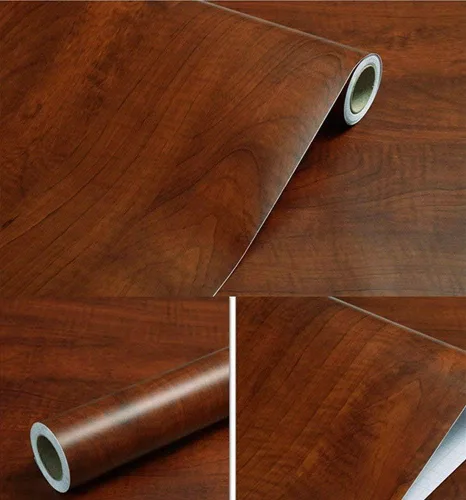 Vista 4 de Papel de grano de madera de arce marrón, para despegar y pegar, papel tapiz para gabinete, puerta, armario, pared de madera, calcomanías