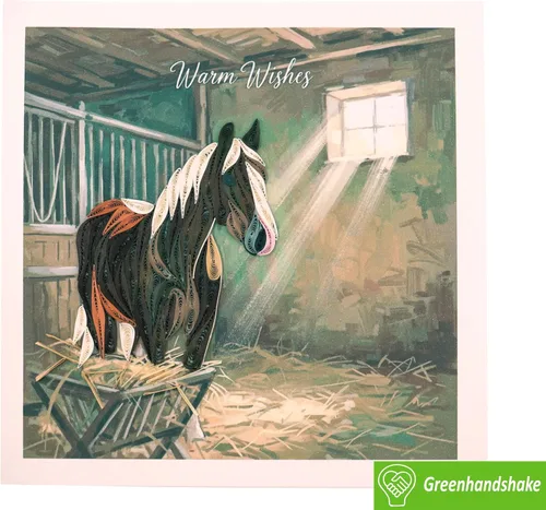 Vista 5 de A Horse's Quiet Moment - Tarjeta de felicitación 3D exclusiva dedicada hecha a mano, tarjeta de felicitación de diseño para cumpleaños, día de San