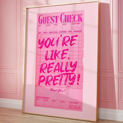 Vista 9 de Impresión de cuadros de invitados con texto en inglés "You Look so Good" para pared, impresiones artísticas de moda para pared, póster de cheque