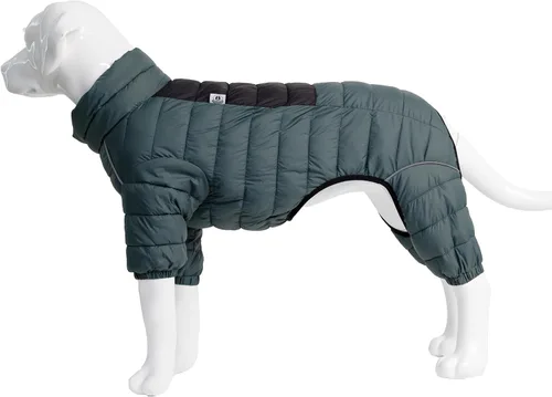 Vista 7 de Suéter para Perro ArmyGreen, Resistente al Viento, Reflectante - Chaqueta de Invierno Dirigible para S, M, L - Cremallera, Tallas Ajustables