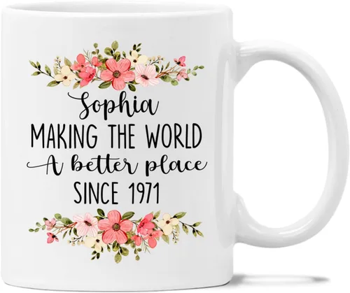 Vista 16 de Fifty & Fabulous - Taza de regalo para mujer/hombre, tazas personalizadas con nombre, regalos personalizados de 50 cumpleaños
