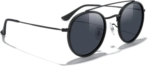 Vista 5 de MERRYS Gafas de sol polarizadas redondas retro - Gafas de sol unisex de doble puente