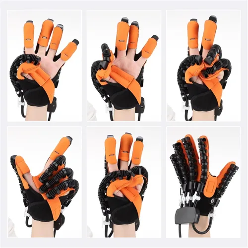 Vista 7 de GOURIXIN Guantes robóticos de rehabilitación para mano de accidente cerebrovascular, 9 niveles de fuerza ajustable, dispositivo de entrenamiento