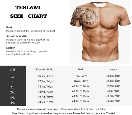 Vista 5 de FakeMuscle - Camiseta de manga corta para hombre, impresión 3D, casual, divertida, con patrón novedoso, camiseta de manga corta