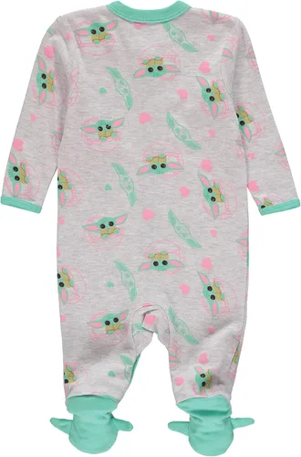 Vista 2 de STAR WARS Pijama Yoda de una pieza para bebé, pijamas con pies para bebé, pijamas para niña, Verde