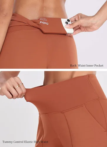 Vista 43 de Oalka - Pantalones deportivos para mujer, con cintura alta y bolsillos, para hacer deporte, yoga y entrenar