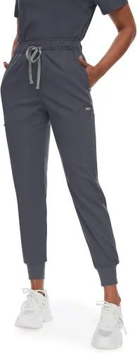 Vista 3 de niaahinn Conjunto de uniforme médico para mujer con cuello en V clásico y pantalones deportivos de yoga, uniforme médico de enfermería