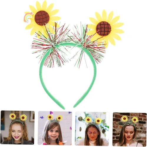 Vista 7 de KJHBV Diadema de girasol para niñas, accesorios para el cabello, guirnalda de decoración para niñas, accesorios de decoración para el cabello