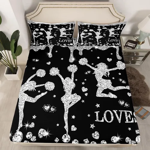 Vista 9 de Erosebridal Sábana bajera ajustable de gimnasia con bolsillo profundo para niñas y niños, tamaño individual, juego de ropa de cama deportiva