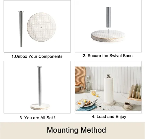 Vista 4 de Soporte para toallas de papel, soporte para toallas de cocina de granja para encimera, soportes de cerámica para toallas de papel de pie para cocina