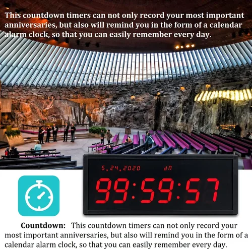 Vista 4 de Temporizador de gimnasio con temporizador de intervalos de calendario de pared digital remoto para entrenamiento