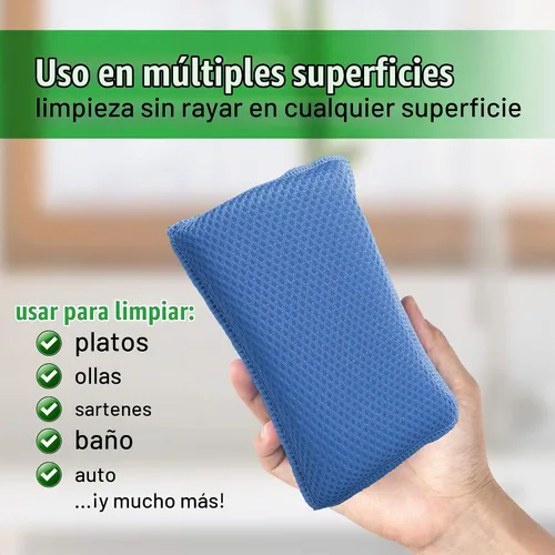 Vista 5 de Scrub-It - Esponja de cocina de microfibra Miracle (6 unidades) – Esponjas de limpieza para lavavajillas resistentes a arañazos – Lavable a máquina