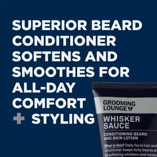 Vista 6 de Grooming Lounge Acondicionador de barba Whisker Sauce – Loción acondicionador para barba y piel – Elimina la picazón y la descamación – Permite