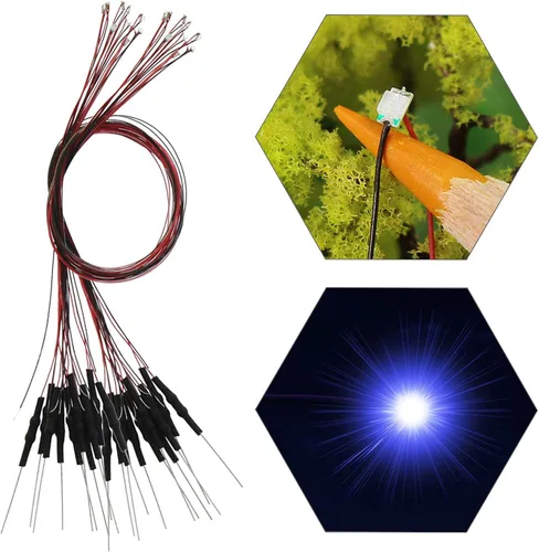 Vista 27 de L0603B 20pcs pre-cableado SMD LED 0603 Bule Diodo emisor de luz 12V Micro Litz Cable Cable Longitud 7.8 pulgadas (7.9 in) para DIY Manual