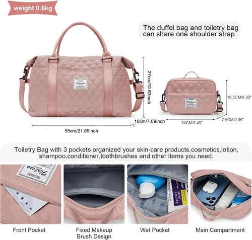 Vista 2 de Bolsas de viaje para mujer, bolso de mano para fin de semana para mujer, A-3-pink Con Neceser