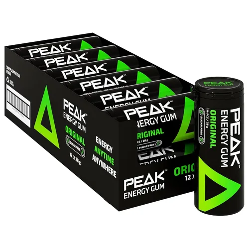 Vista 9 de Peak Energy Gum Caffeinated Chewing Gum - Sugar Free With B Vitamins B3 B5 B6 B12 for Focus and Performance - Caffeinated Energy Boost - Natural