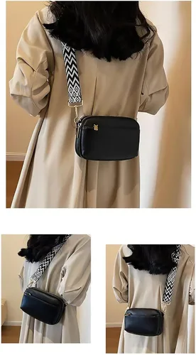 Vista 3 de Bolsos cruzados pequeños para mujer, de cuero vegano, cangureras cruzadas, bolso cruzado pequeño de hombro