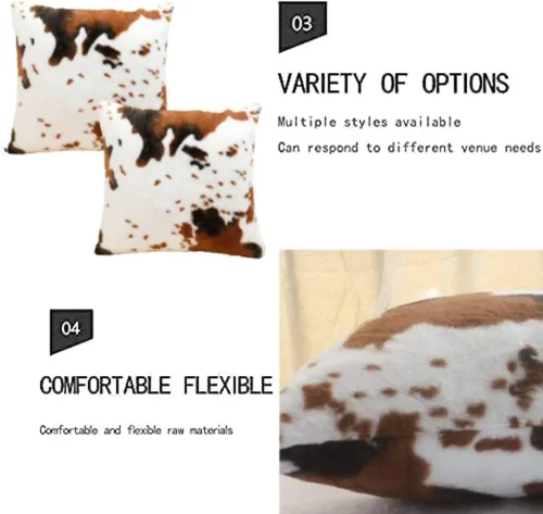 Vista 5 de Fundas de almohada suaves de piel sintética para sofá, dormitorio, sala de estar, 18 x 18 pulgadas, color marrón y blanco