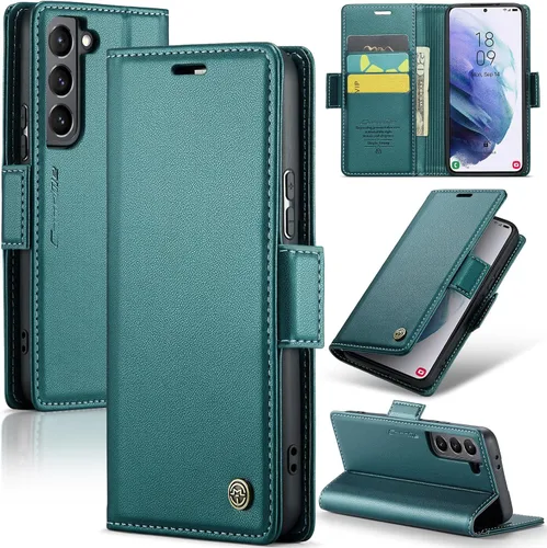 Vista 11 de Funda tipo cartera compatible con Samsung Galaxy S21 con tarjetero de bloqueo RFID, funda de piel con función atril para Samsung Galaxy S21 de 6.2