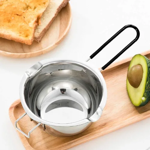 Vista 5 de Olla de Fusión de Doble Caldera con 600ML, Olla de Fusión de Chocolate de Acero Inoxidable con Mango Resistente al Calor para Mantequilla Caramelo