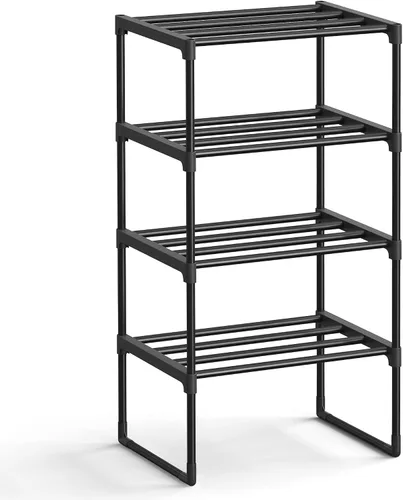 Vista 22 de SONGMICS Zapatero, Organizador de Zapatos de 2 Niveles, Estante de Almacenamiento de Metal, Vertical o Invertido, para 3-6 Pares, Apilable