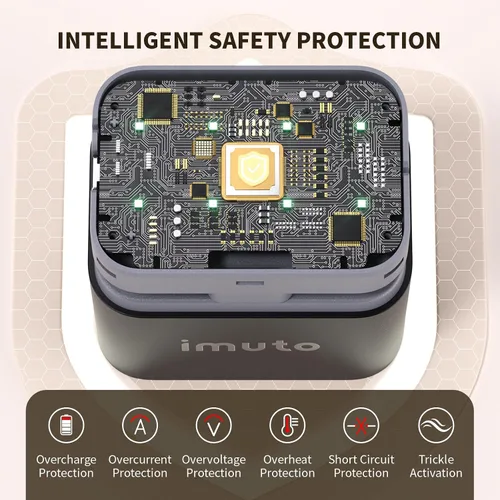 Vista 5 de imuto Cargador de batería AA recargable, cargador inteligente AA compatible con batería recargable de litio y NiMH, carga independiente de 8