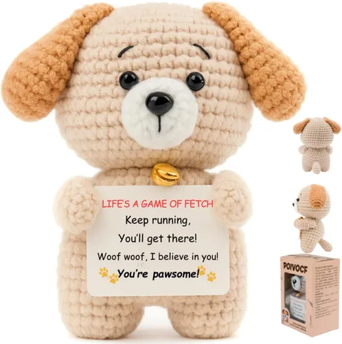 Vista 9 de POIVOCF Cachorro de Crochet con Corazón de Peluche, Lindo Regalo de Amor y Amistad para Novia, Esposa, Mejor Amiga o Hermana, Pequeño Regalo