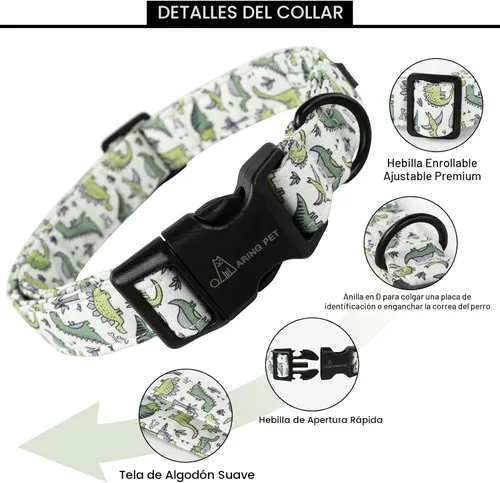 Vista 2 de Aring Pet Collar de algodón, ligero y ajustable, con hebilla de liberación rápida para perros pequeños, medianos y grandes, para cachorros, XS