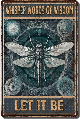 Vista 9 de LIUAXICIA Letreros divertidos de metal con texto en inglés «Into The Forest I go to Lose My Mind and Free My Soul Dragonfly», decoración de pared