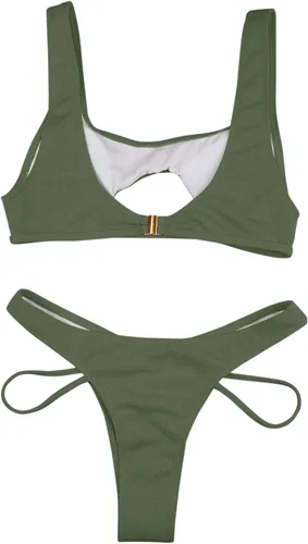 Vista 7 de SNKSDGM Womens Sexy Brazilian Bikini Sets 2pcs Backless Swimsuits Slimming Shiny Metallic Bathing Suit Swimwear
