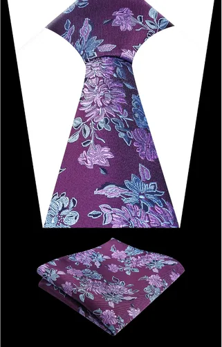Vista 182 de Alizeal Mens 3.15inches Leaf Flower Pattern Tie with Floral Pocket Square Set