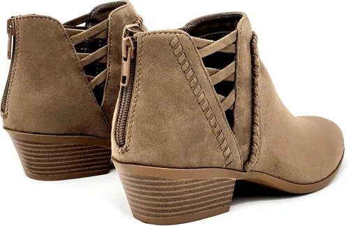 Vista 4 de Soda Sincere - Botines de tacón bajo para mujer con correas elásticas cruzadas
