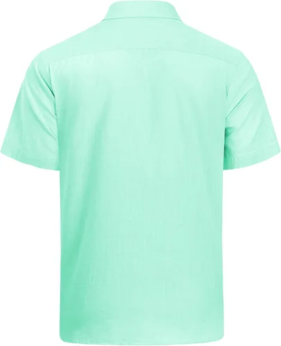 Vista 4 de J.VER Camisas de algodón y lino para hombre, de manga larga, casual, con botones, elegantes camisetas de playa con bolsillo