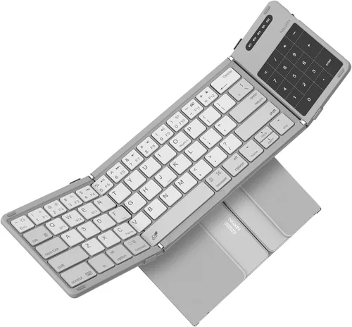 Vista 11 de Nillkin - Teclado plegable de viaje con panel táctil y teclado numérico, teclado Bluetooth inalámbrico portátil plegable de tamaño completo