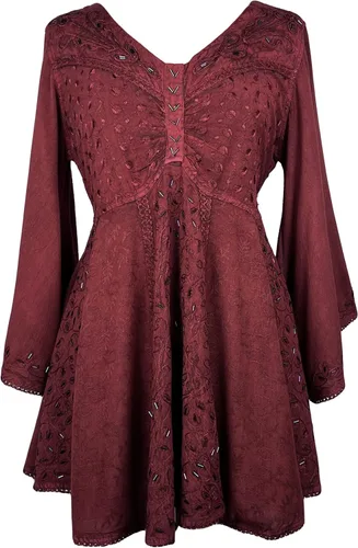 Vista 8 de Agan Traders Blusas bordadas bohemias de primavera 2025 para mujer, con cuentas de mariposa, manga acampanada, tops para mujer