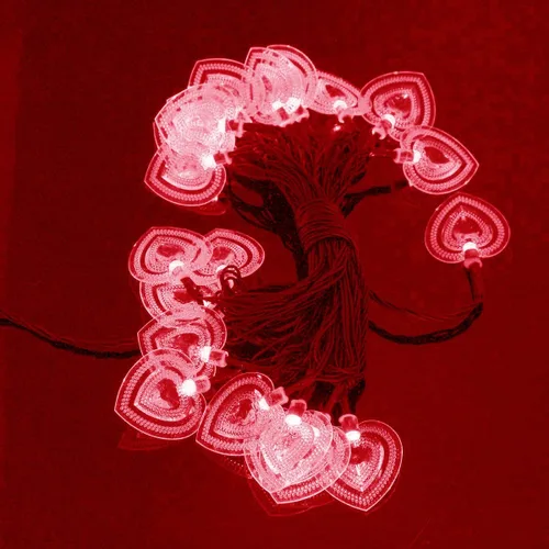 Vista 8 de Guirnalda de luces solares de corazón, impermeable, 20 pies, 30 LED, en forma de corazón, 8 modos, estrellada, boda, fiesta, ambiente, iluminación