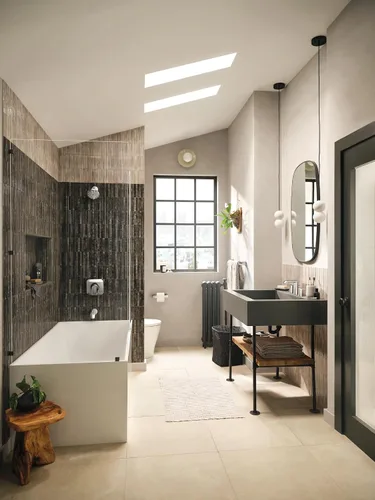 Vista 9 de Moen T6708BL Genta - Grifo de dos mandos para baño moderno.