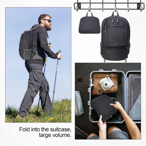 Vista 6 de Holyluck - Mochila ligera de 20 L, plegable, para senderismo, mochila de viaje plegable para hombres y mujeres, pequeña bolsa de hombro plegable