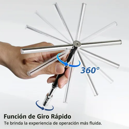 Vista 3 de FIRSTINFO H5195B - Llave giratoria ajustable de 2 vías con mango en T de 1/4 pulgadas, con adaptador de dado extra de 1/4" (F) x 3/8" (M) Llave