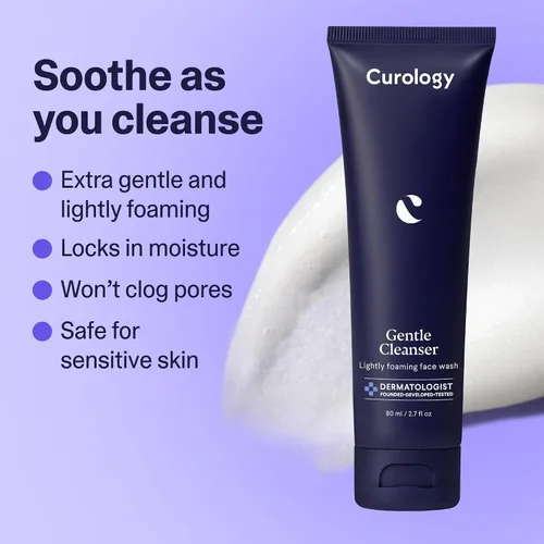 Vista 2 de Set de Regalo Curology Essentials, Parches para Espinillas de Emergencia para la Cara, Limpiador Facial Suave y Hidratante Gel Ligero para la Cara