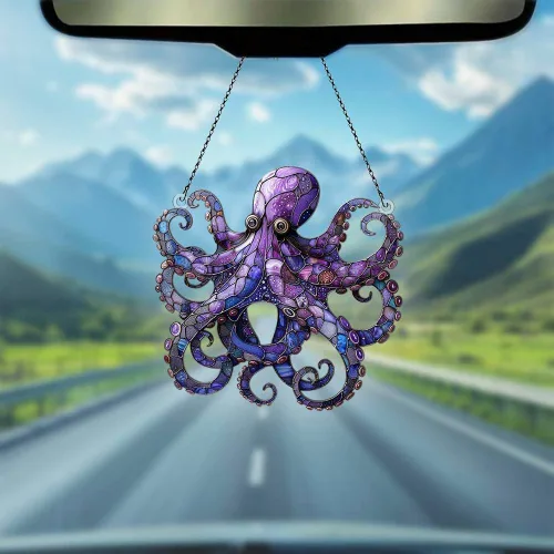 Vista 3 de Adornos de pulpo para colgar en la ventana, regalos para amantes del pulpo para mujeres y hombres, animales marinos, decoración de pared