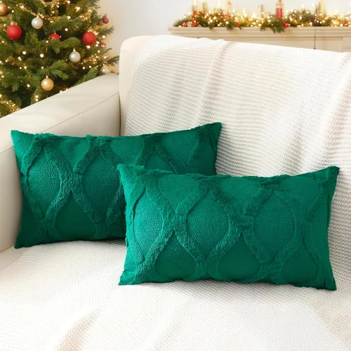 Vista 13 de decorUhome - Juego de 2 fundas de cojín decorativas para primavera de 16 x 16 pulgadas, fundas de almohada afelpadas de lana y piel sintética suave
