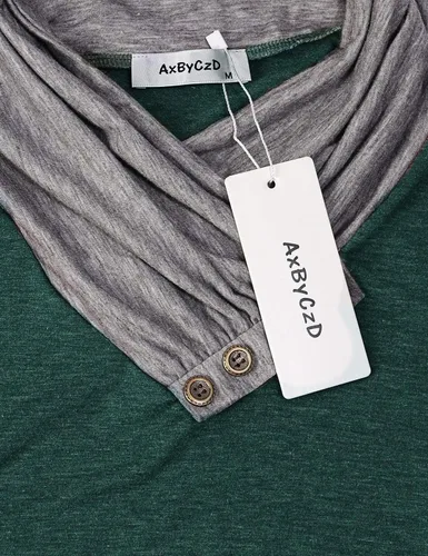 Vista 3 de Sudadera casual tipo túnica con cuello vuelto y manga larga para mujer