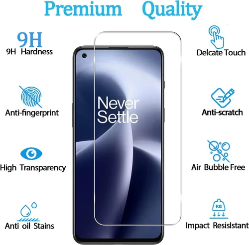 Vista 2 de [Paquete de 3+3] Protector de pantalla y protector de lente de cámara para OnePlus Nord 2T 5G, protector de pantalla de vidrio templado antiarañazos